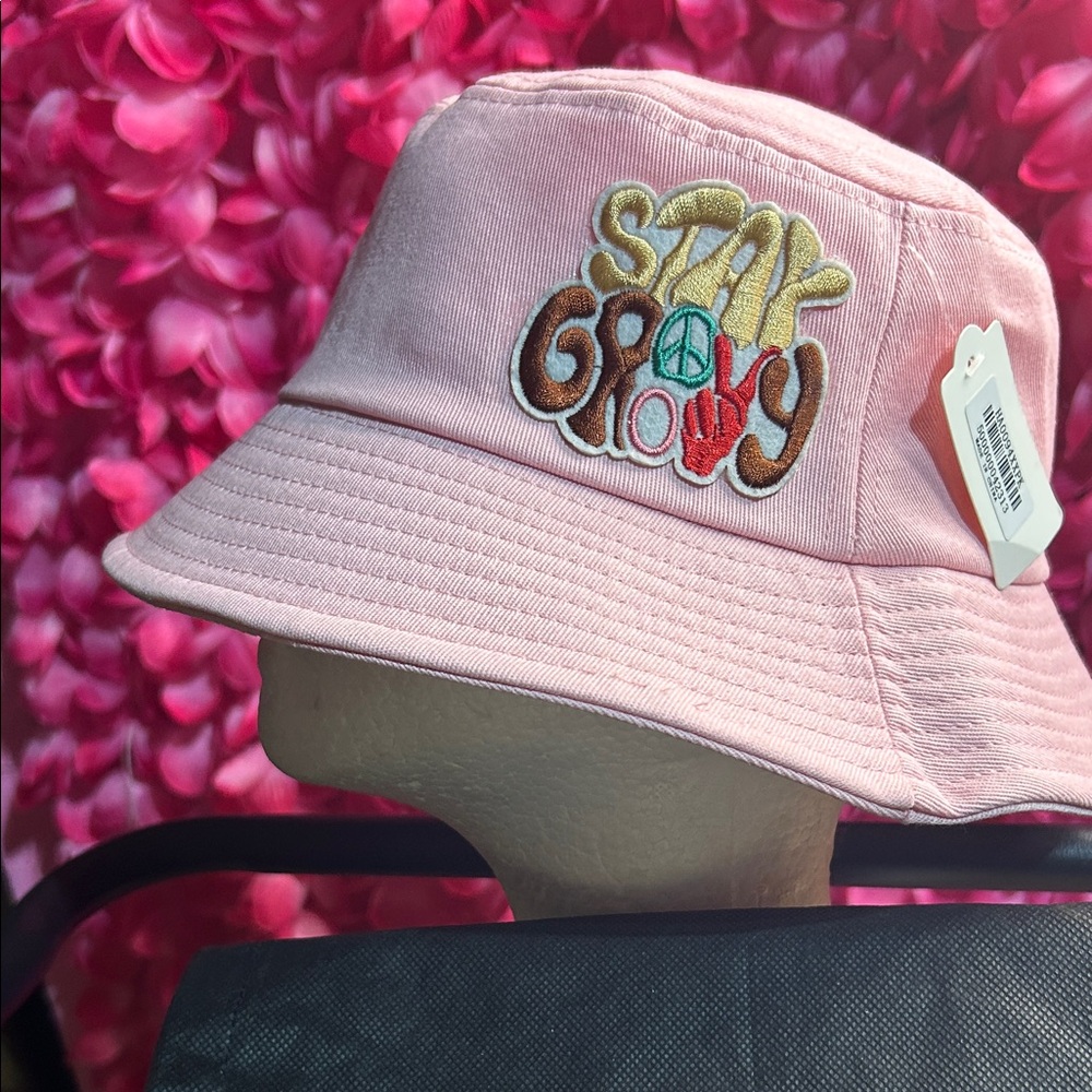 Pink Bucket Hat with Embroidered Design